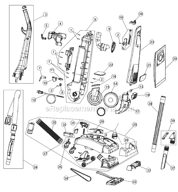 Page A Diagram and Parts List for M086370  Dirt Devil Upright Vacuum
